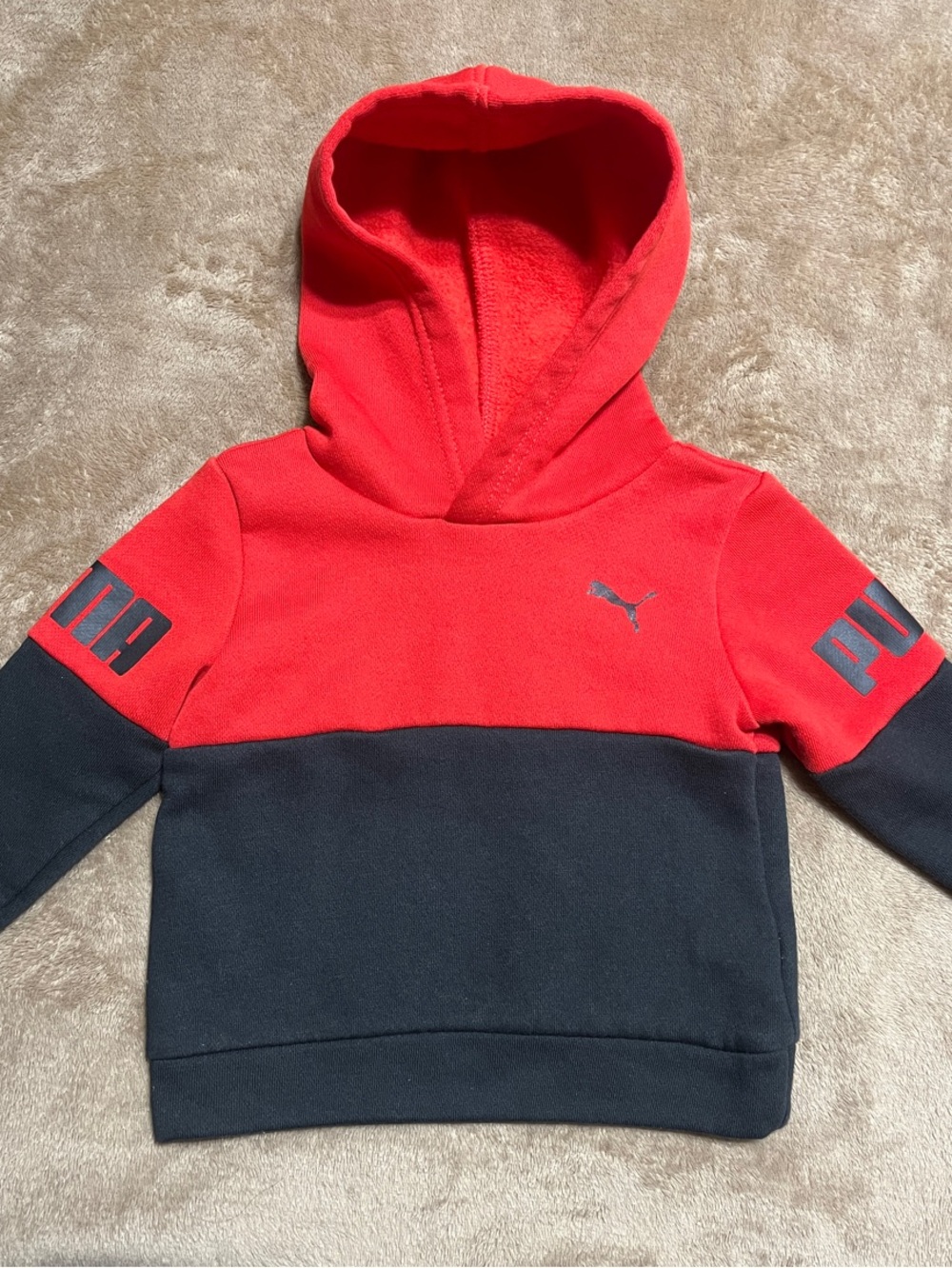 Puma Kids Red and Black Colorblock Hoodie